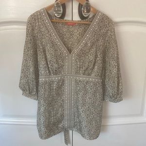 Olive Green Monsoon 100% Silk Top